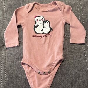 Mon Cheri Pink Penguin Bodysuit Long Sleeve